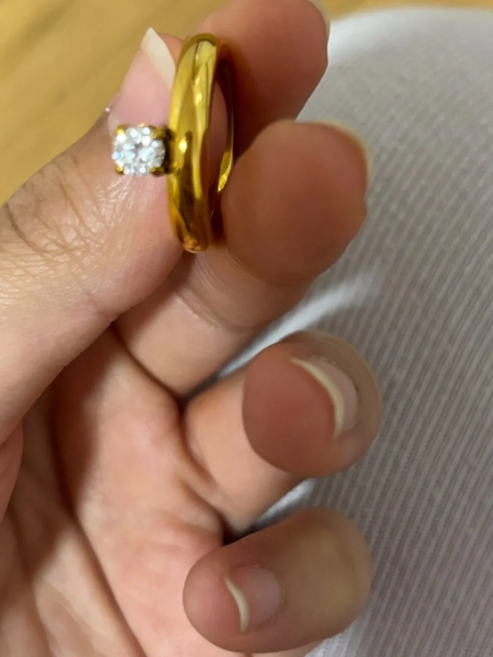 Gold Ring with Solitaire Crystal Accent - Women Jewelry